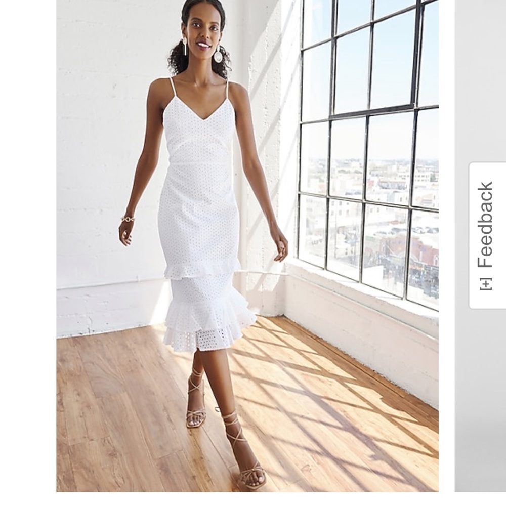 NWT Express eyelet lace tiered ruffle midi dress
